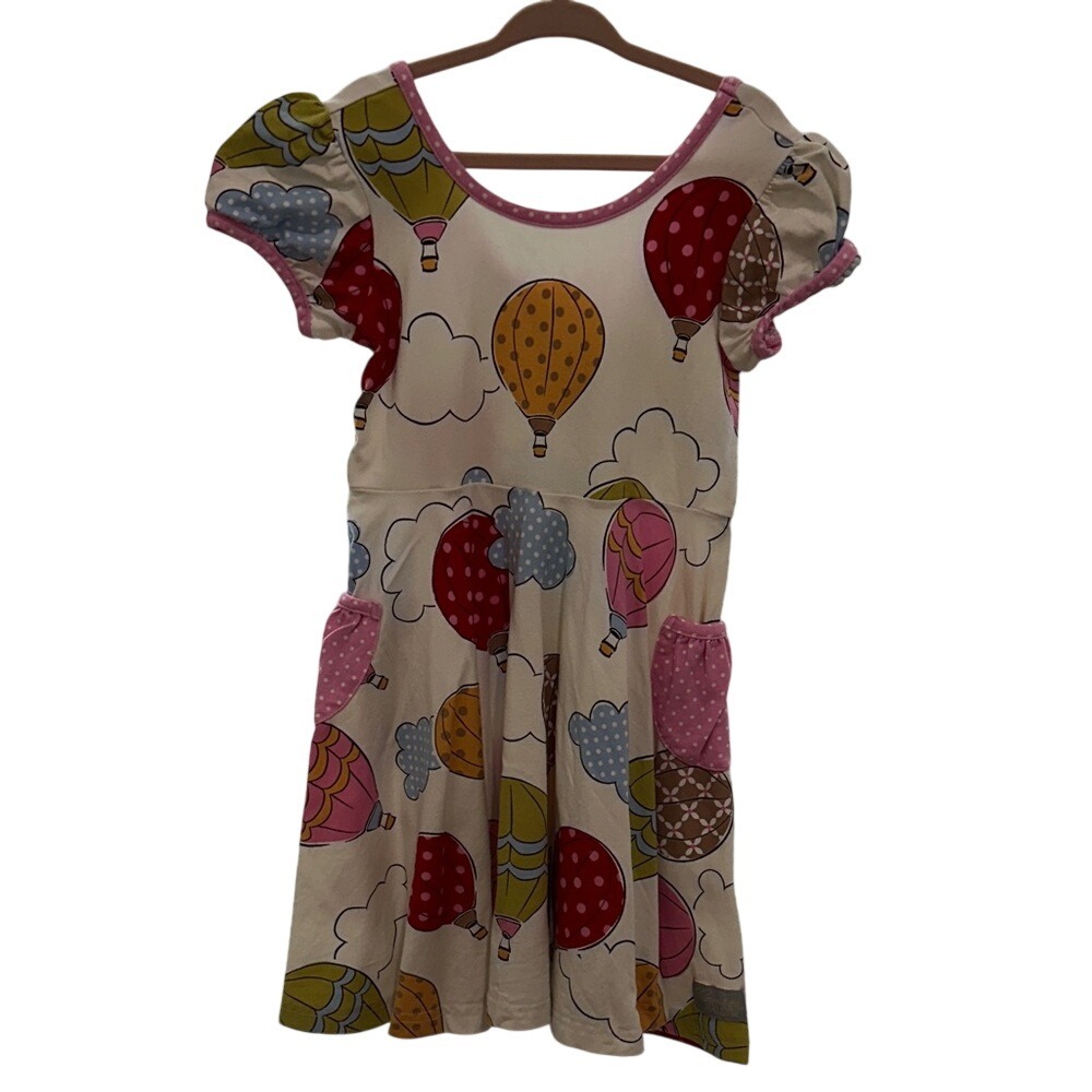 Eleanor Rose Hadlee Dress Kids Size 5-6 Cream Hot Air Balloon Pockets Excellent